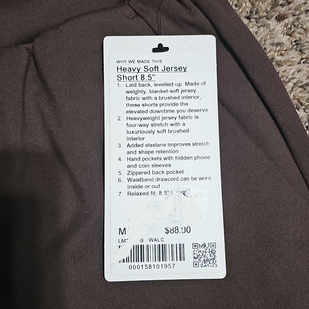 Lululemon Heavy Soft Jersey Short 8.5". Mens Nwts! Sz Medium! Walnut Crunch! - Picture 4 of 11